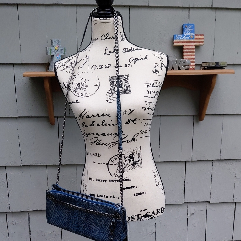 Denim Blue Crossbody Bag with Chain Strap
